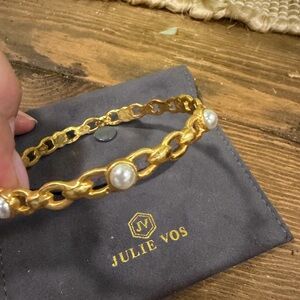 Julie Vos Gold Link Bracelet with Pearls- medium